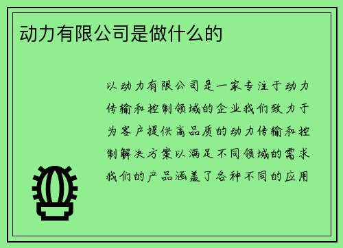 动力有限公司是做什么的